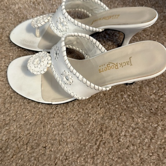 Jack Rogers Navajo white leather heeled sandals Sz 8M - Picture 5 of 8